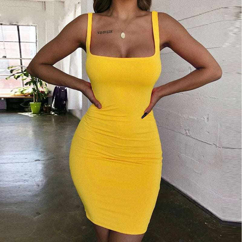 Red Mini Bodycon Women Summer Dress For Women2021 New Fashion Dress Backless Sexy Wrap Sleeveless Tight Dress Club Party платье