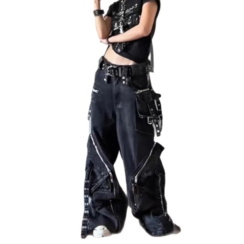 Denim Y2K Aesthetics Pants Baggy Punk Style Jeans Wide Fit Harajuku Y2K 2000s Vintage Autumn Winter Fashion For Women Pants New