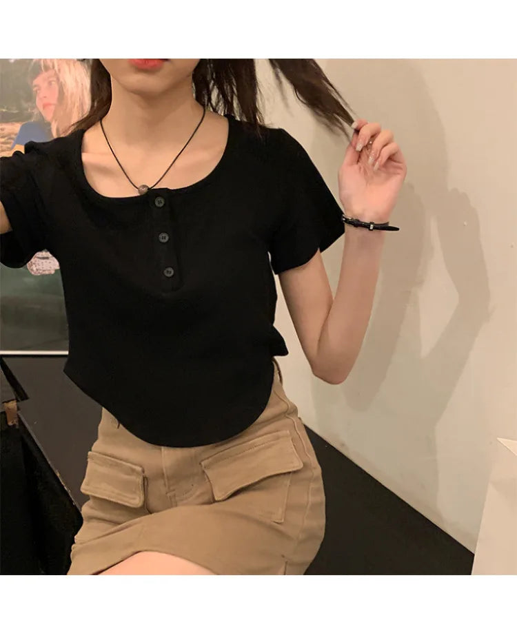 Y2k Korean Sweet Tee Casual Slim Fit Women's T-Shirt