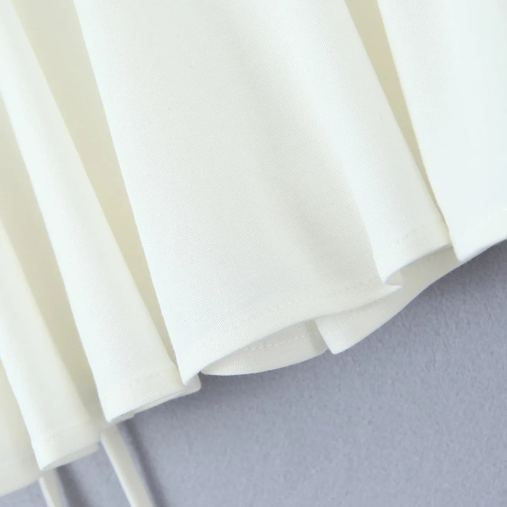 2023 Summer Y2K Style Cool Girl Asymmetrical Pleated Mini Skirts Women Rope Lacing Up Bandage Bow Waist Skirts White Black