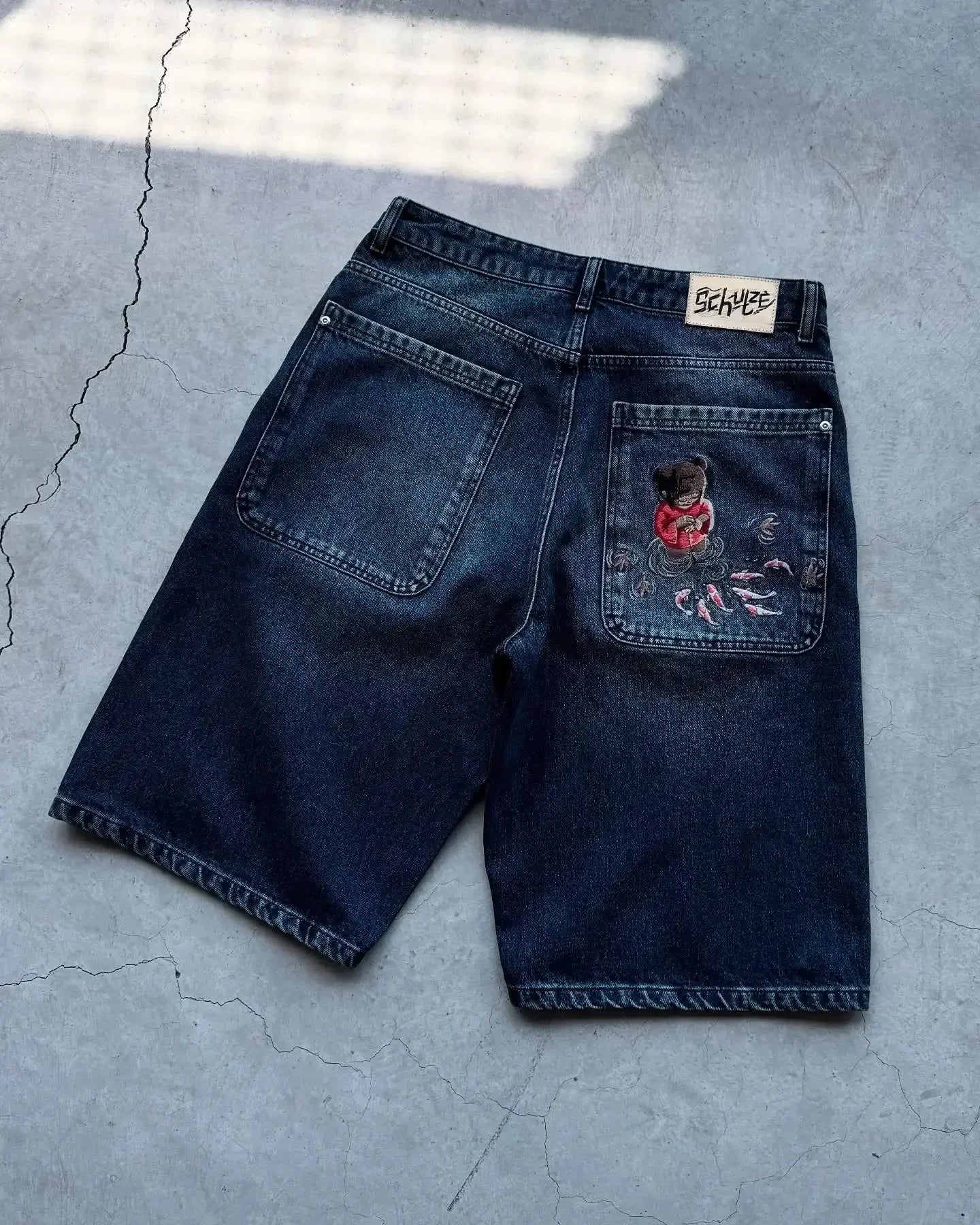 Streetwear Vintage Denim Shorts Y2K Jeans Mens Womens Hip Hop Pocket Vintage Washed Baggy Jeans Low Rise Over The Knee Pants