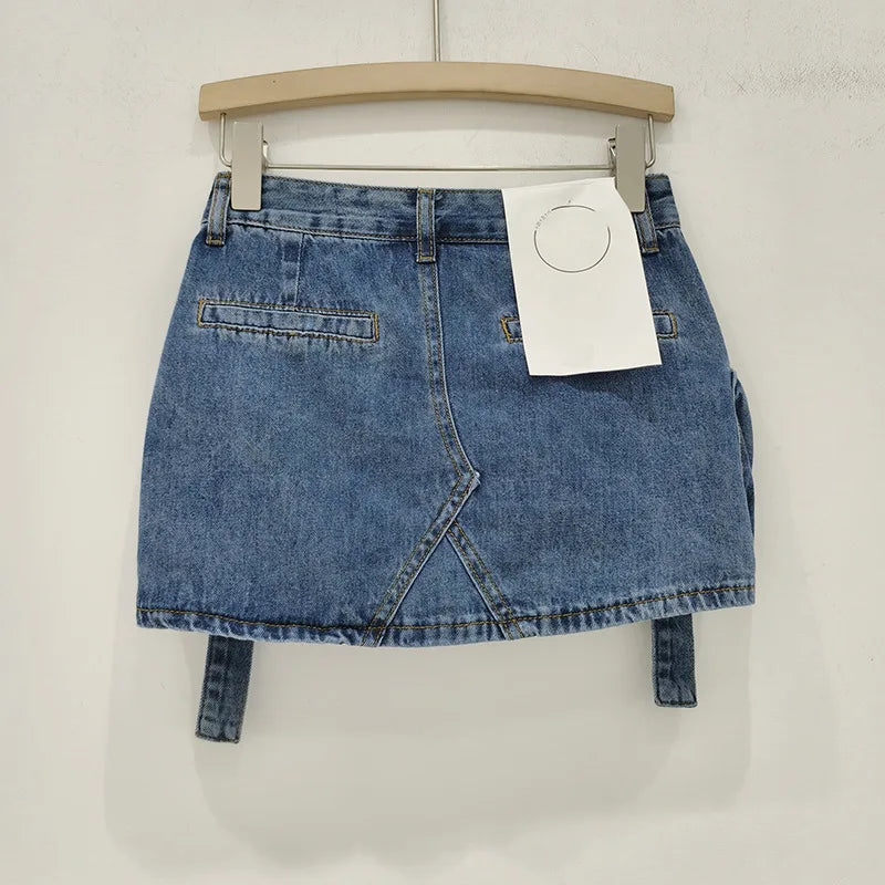 Vintage Y2k Skirt for Women Clothing Street Fashion Harajuku Hip Hop Washing Aging Mini Skirt Jean Casual Sexy Denim Skirt