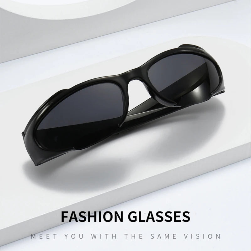 Y2k Sunglasses For Women Vintage Punk Men's Sun Glasses Retro Oval Mirror Lenses Eyewear Outdoor Cycling Goggle UV400