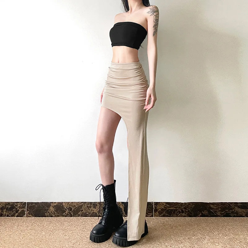 Asymmetrical Skirts For Women Y2k Clothes Solid Color Conjuntos De Falda Sexy Mujer Slim Jupe Femme Été Korean Fashion Clothing
