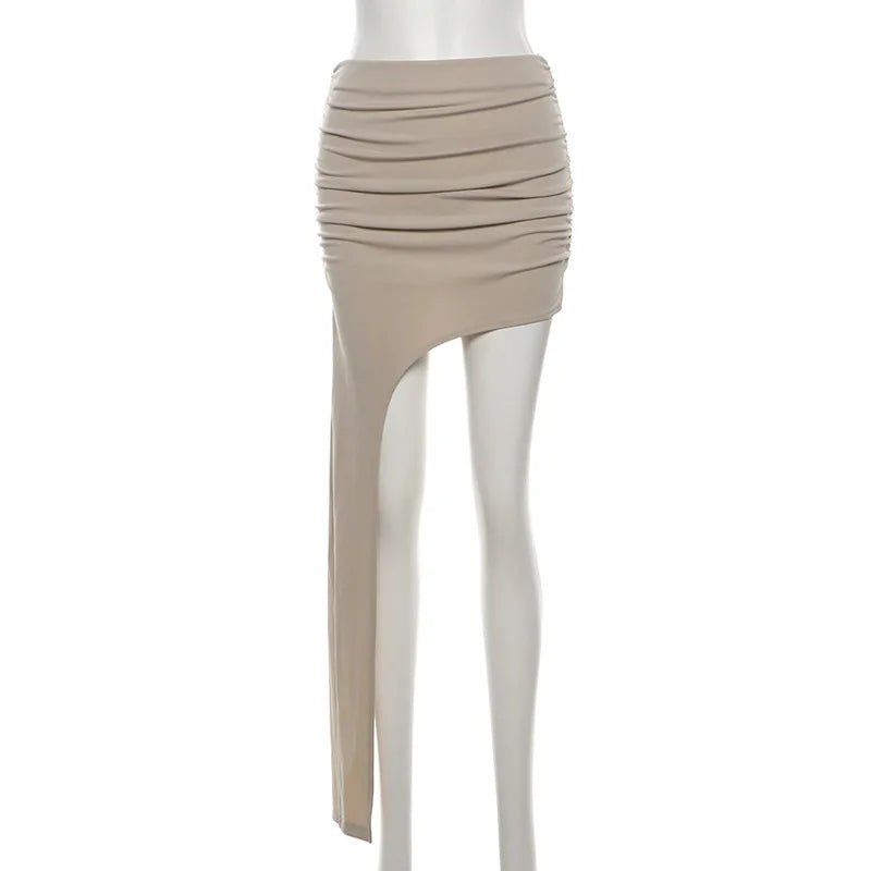 Asymmetrical Skirts For Women Y2k Clothes Solid Color Conjuntos De Falda Sexy Mujer Slim Jupe Femme Été Korean Fashion Clothing