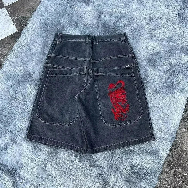Y2K Baggy Shorts vintage American Streetwear printing Denim Shorts 2000s Hip Hop Men Women Casual Basketball Shorts Streetwear