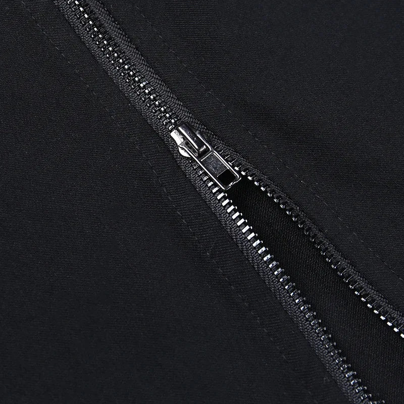 Y2k Skirt Dark Double Zipper Bag Hip Split Gothic Design Tight Skirt Harajuku Black Gothic Bag Hip Skirt Kawaii Vintage