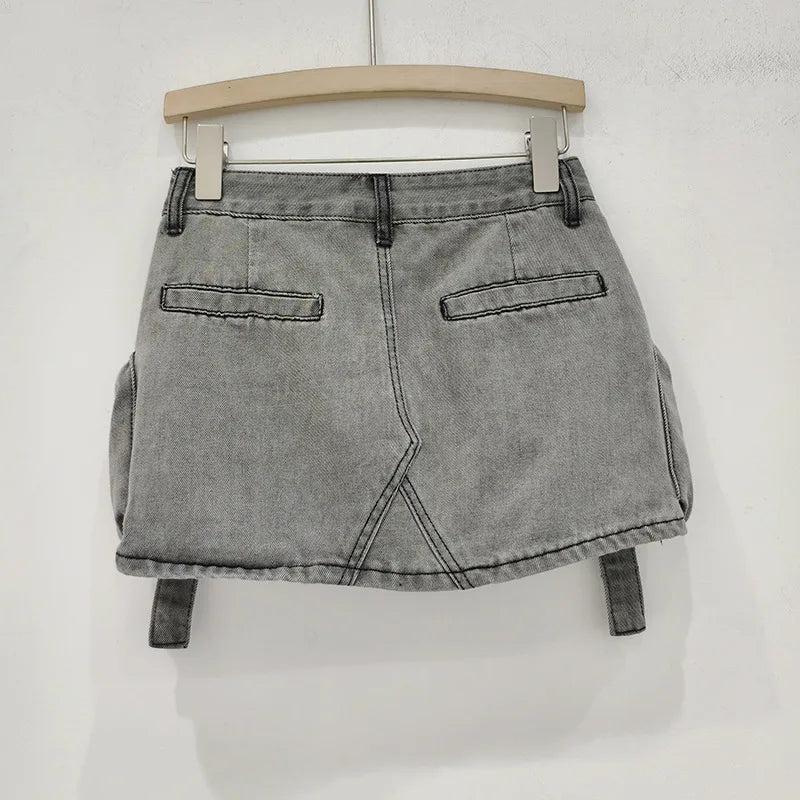 Vintage Y2k Skirt for Women Clothing Street Fashion Harajuku Hip Hop Washing Aging Mini Skirt Jean Casual Sexy Denim Skirt