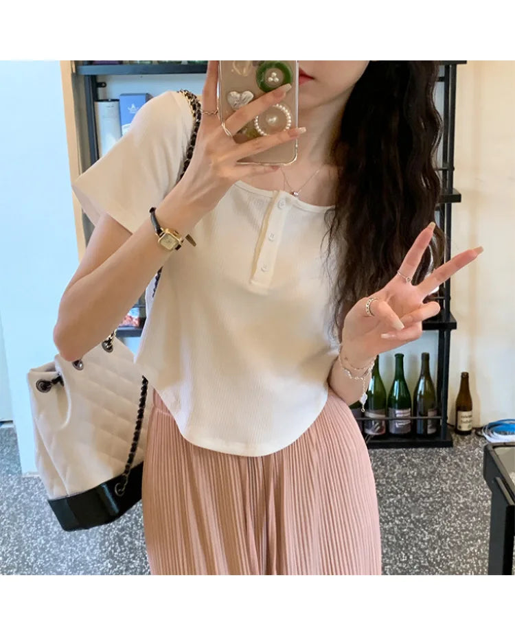 Y2k Korean Sweet Tee Casual Slim Fit Women's T-Shirt