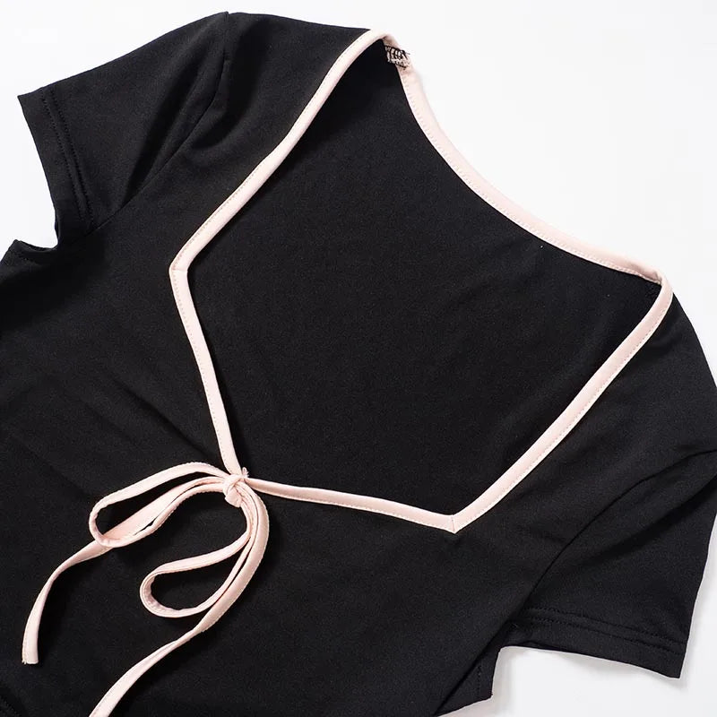 Y2k Summer Crop Top Bow Baby Tees