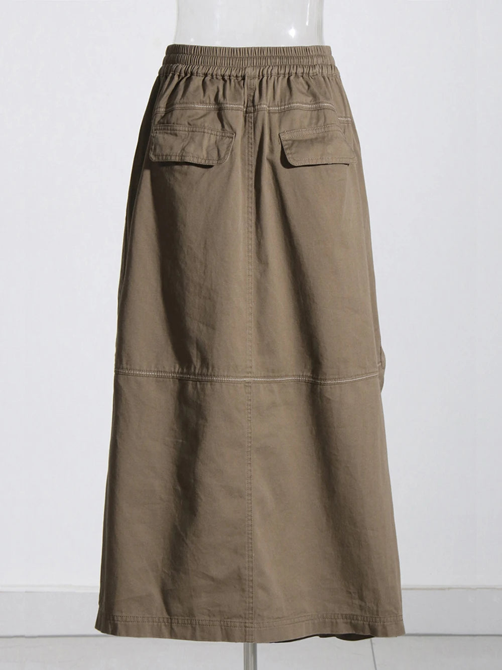 Modphy Y2k Black long Skirt Fashion Harajuku Multi Pocket Solid Skirt Womens Streetwear Casual Sexy Khaki Skirt