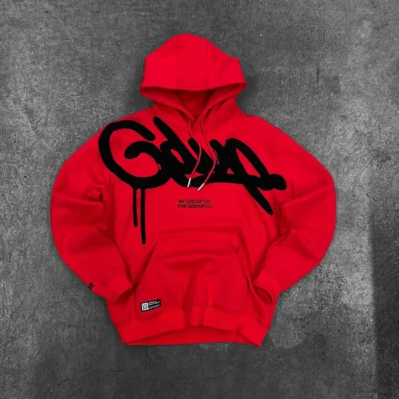 Y2K Style Hoodie with Pearl Details, Gothic Letter Print Zip-Up Hooded Sweatshirt