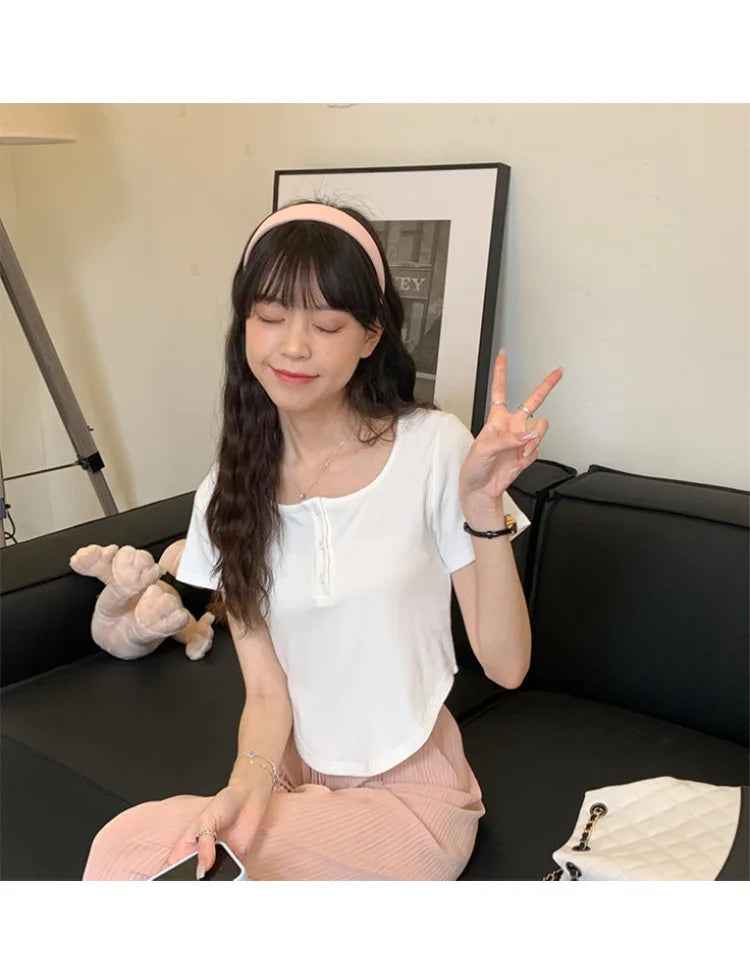 Y2k Korean Sweet Tee Casual Slim Fit Women's T-Shirt