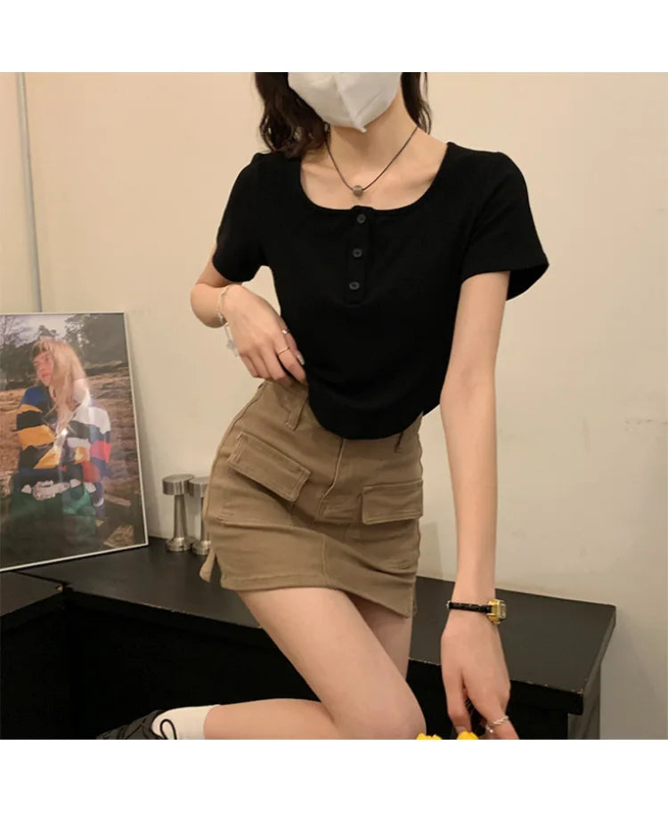 Y2k Korean Sweet Tee Casual Slim Fit Women's T-Shirt