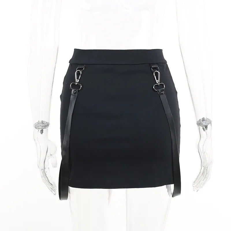 Y2k Skirt Dark Double Zipper Bag Hip Split Gothic Design Tight Skirt Harajuku Black Gothic Bag Hip Skirt Kawaii Vintage