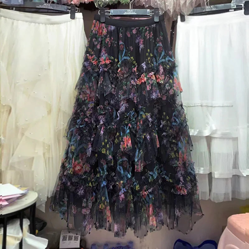 Long Skirts for Women Clothing Fairycore Y2k Skirt Vintage Fashion Clothes Casual Elegant Streetwear Bohemian Harajuku Print