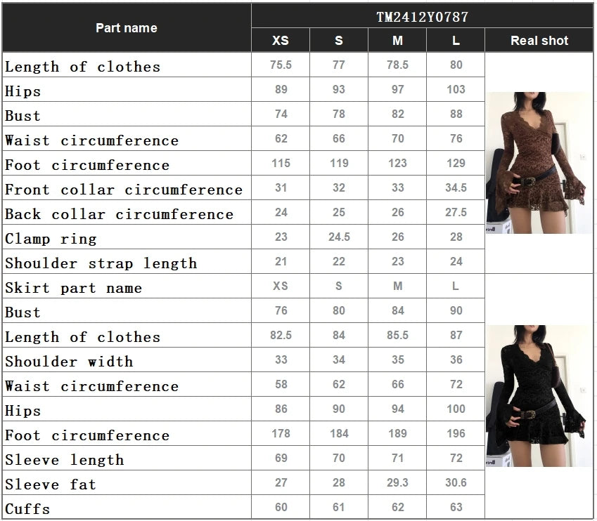 Summer Y2k Women's Dresses Sexy Sheer Mesh Lace Bodycon Dress Flared Long Sleeve V-Neck Mini Dress Party Club Evening Dresses