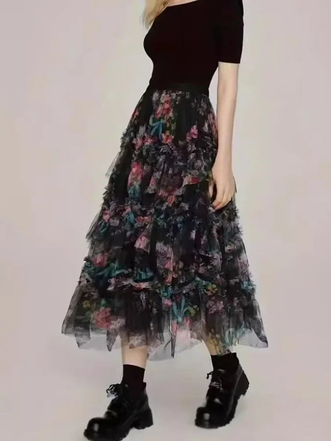 Long Skirts for Women Clothing Fairycore Y2k Skirt Vintage Fashion Clothes Casual Elegant Streetwear Bohemian Harajuku Print