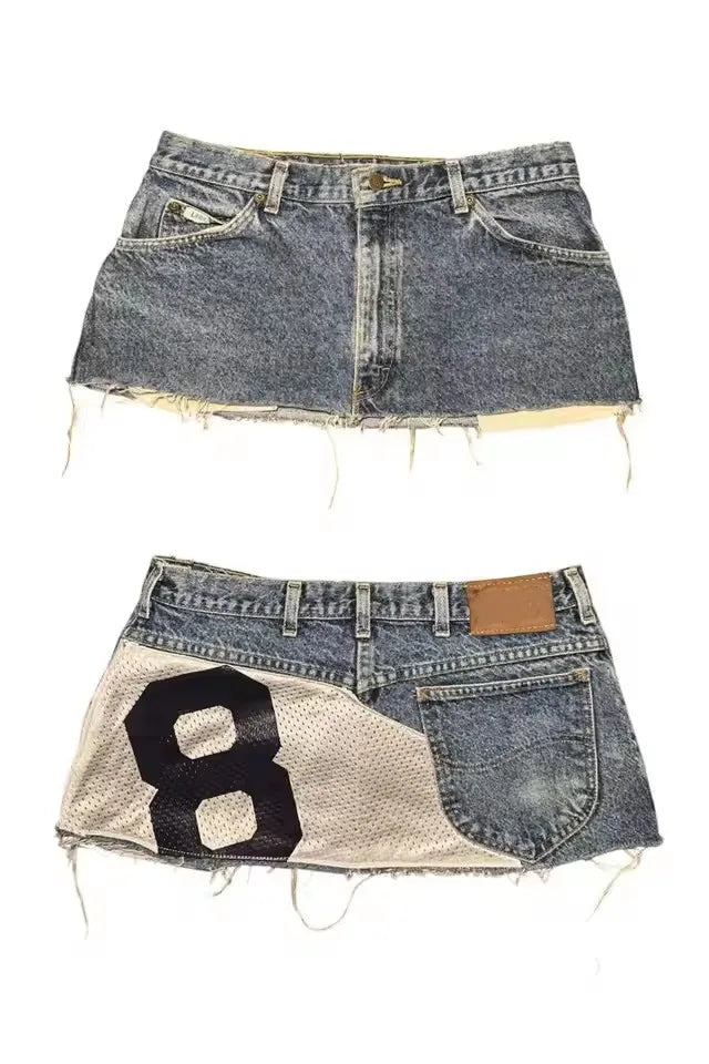 Trend Personality Splice American Street Spicy Girls Patch Letter Mini Skirts Retro Dressing Up Sexy Y2k Skirts Gothic Skirts