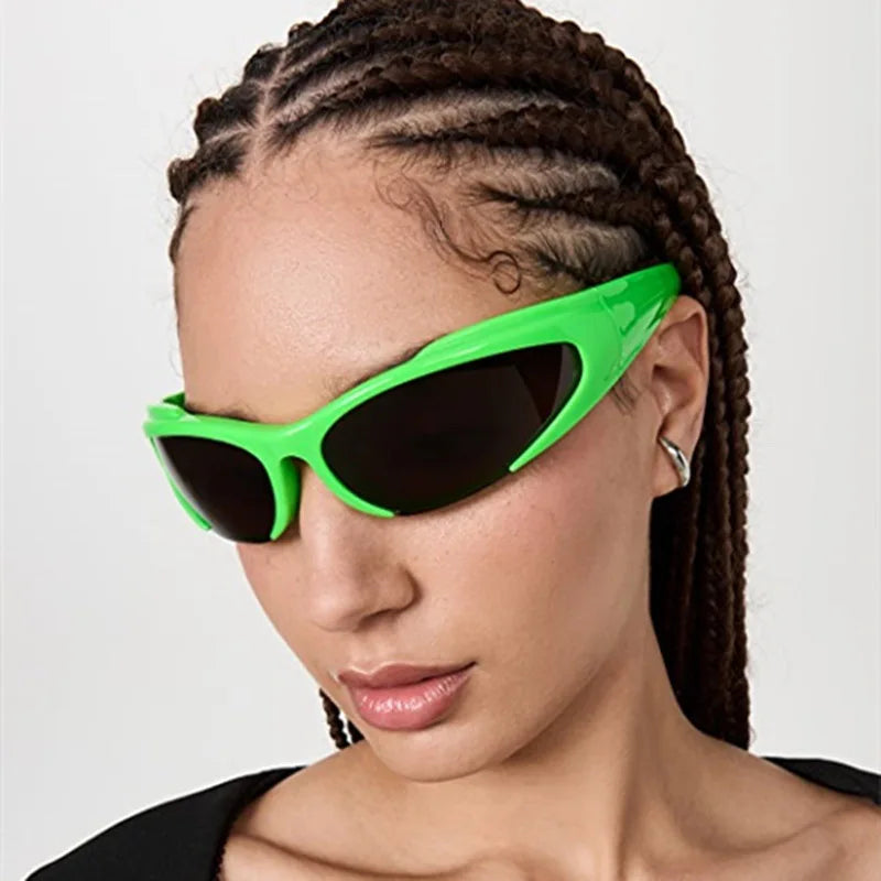 Y2k Sunglasses For Women Vintage Punk Men's Sun Glasses Retro Oval Mirror Lenses Eyewear Outdoor Cycling Goggle UV400