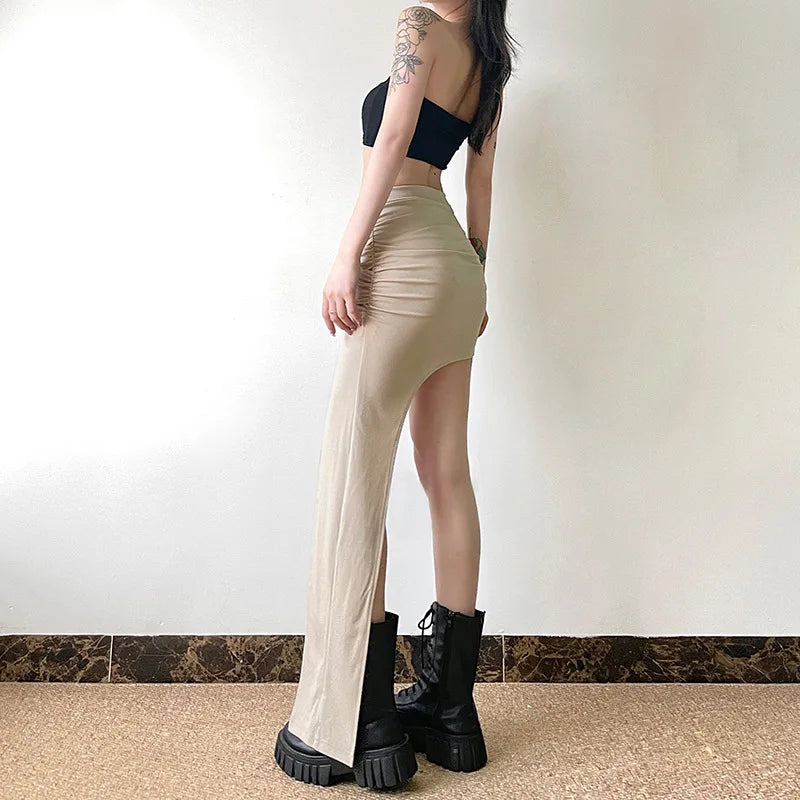Asymmetrical Skirts For Women Y2k Clothes Solid Color Conjuntos De Falda Sexy Mujer Slim Jupe Femme Été Korean Fashion Clothing