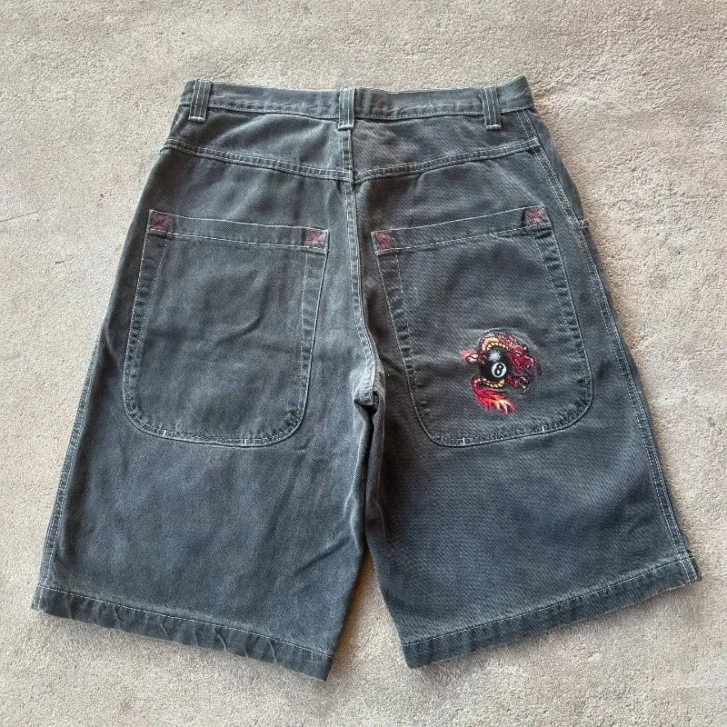 Y2K Baggy Shorts vintage American Streetwear printing Denim Shorts 2000s Hip Hop Men Women Casual Basketball Shorts Streetwear
