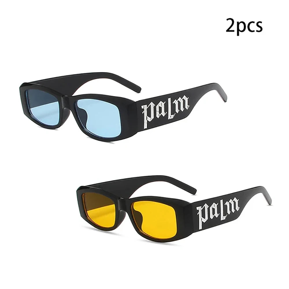 1/2pcs Colorful candy colored fashionable wide leg sunglasses for men and women, UV resistant candy colored letter sunglasses