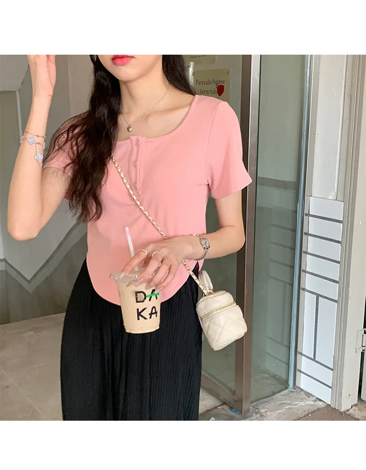 Y2k Korean Sweet Tee Casual Slim Fit Women's T-Shirt