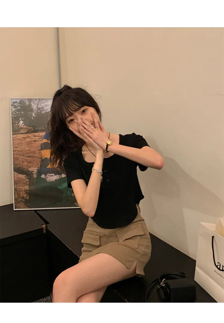 Y2k Korean Sweet Tee Casual Slim Fit Women's T-Shirt