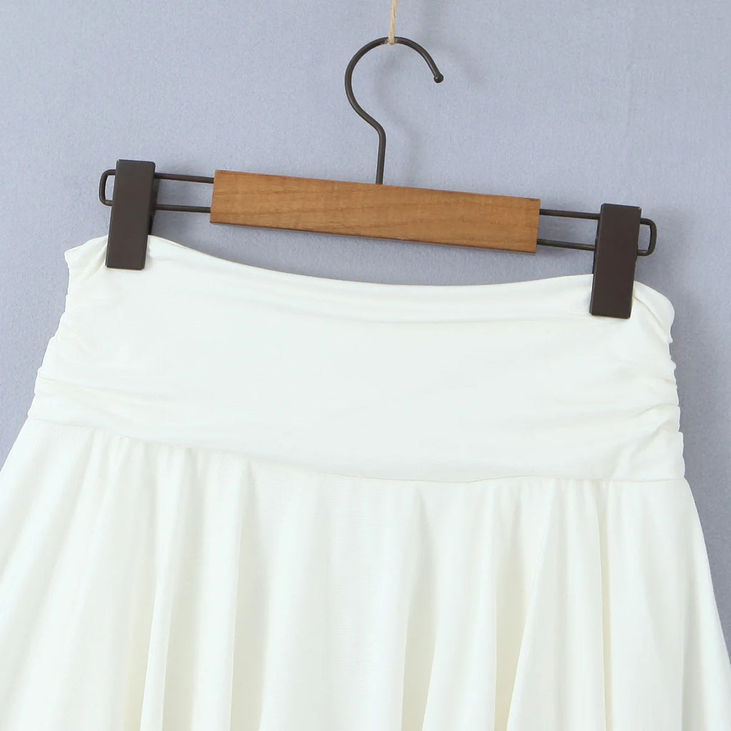 2023 Summer Y2K Style Cool Girl Asymmetrical Pleated Mini Skirts Women Rope Lacing Up Bandage Bow Waist Skirts White Black