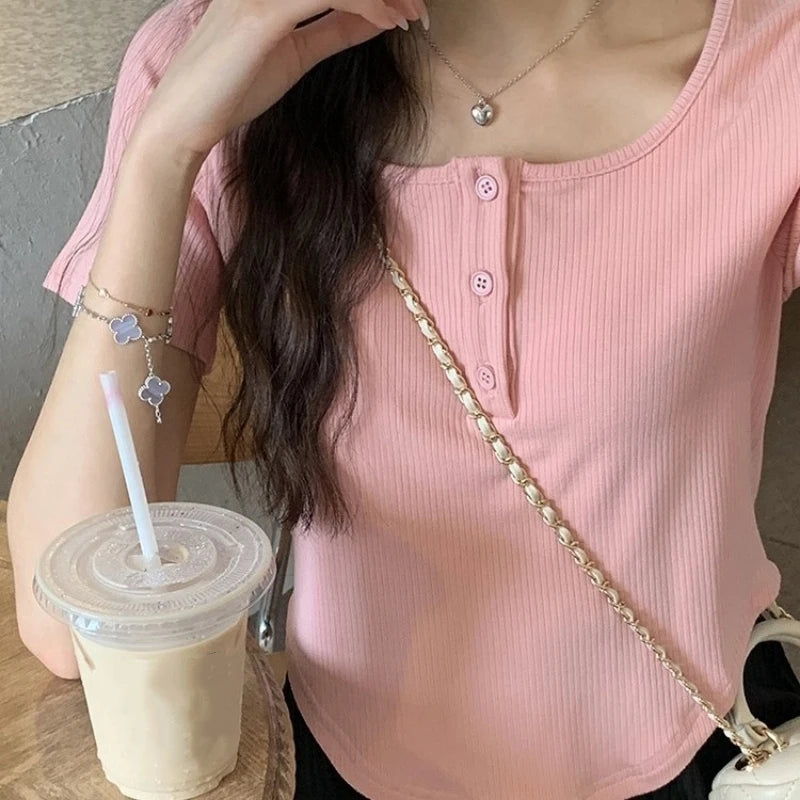Y2k Korean Sweet Tee Casual Slim Fit Women's T-Shirt