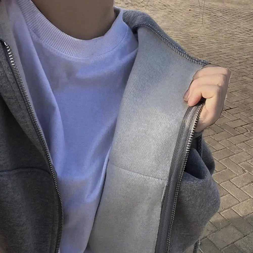 Y2K Zip Up Hoodies Harajuku Oversized Women Short Hoodie Coat Casual Hood Sweatshirt Women Crop Tops Female Loose Jackets Coat