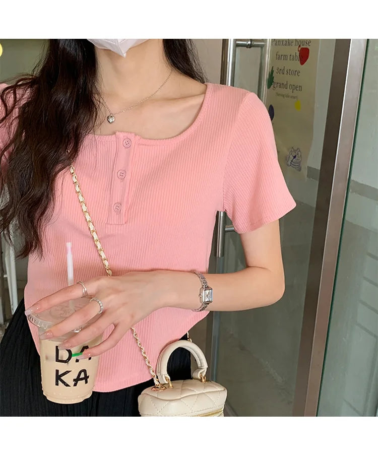 Y2k Korean Sweet Tee Casual Slim Fit Women's T-Shirt
