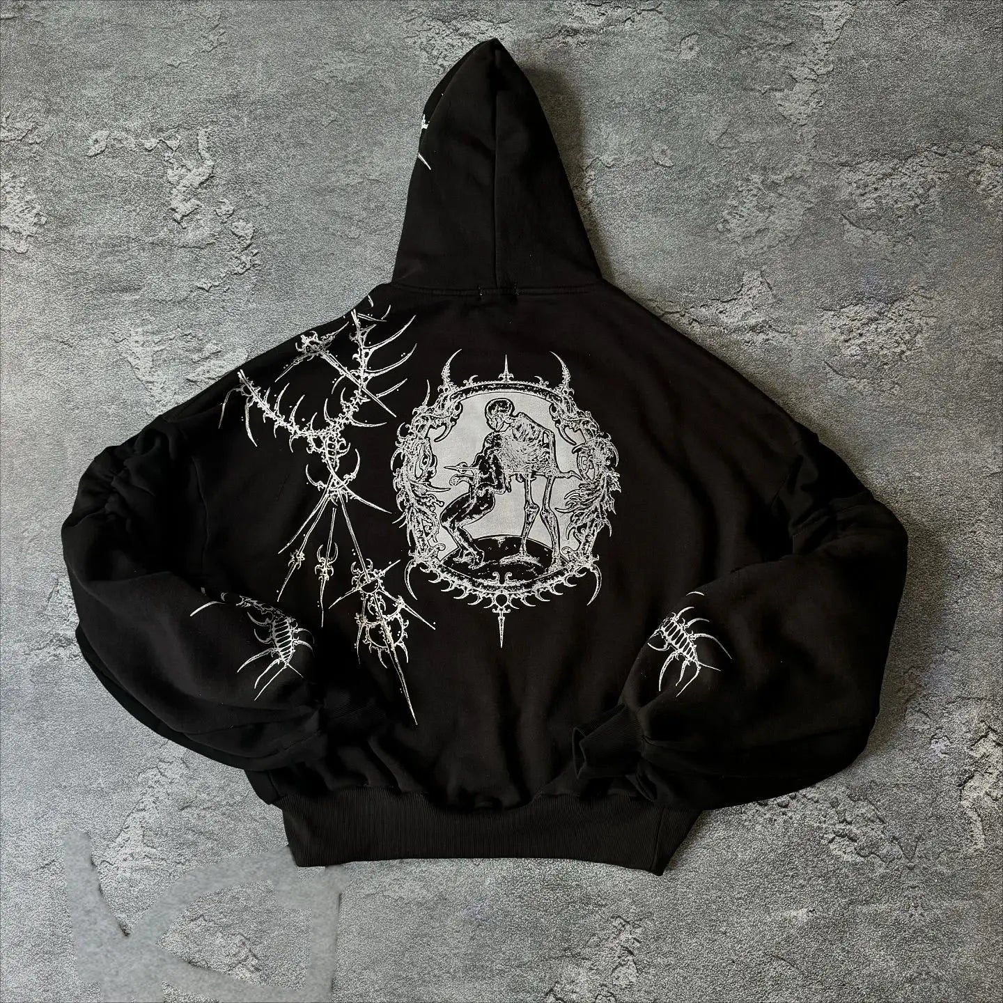 Y2k Round Neck Long Sleeved Hoodie Streetwear Oversized Hip-Hop Vintage Punk Printing Sweatshirt Winter Fall School Oot Outfit