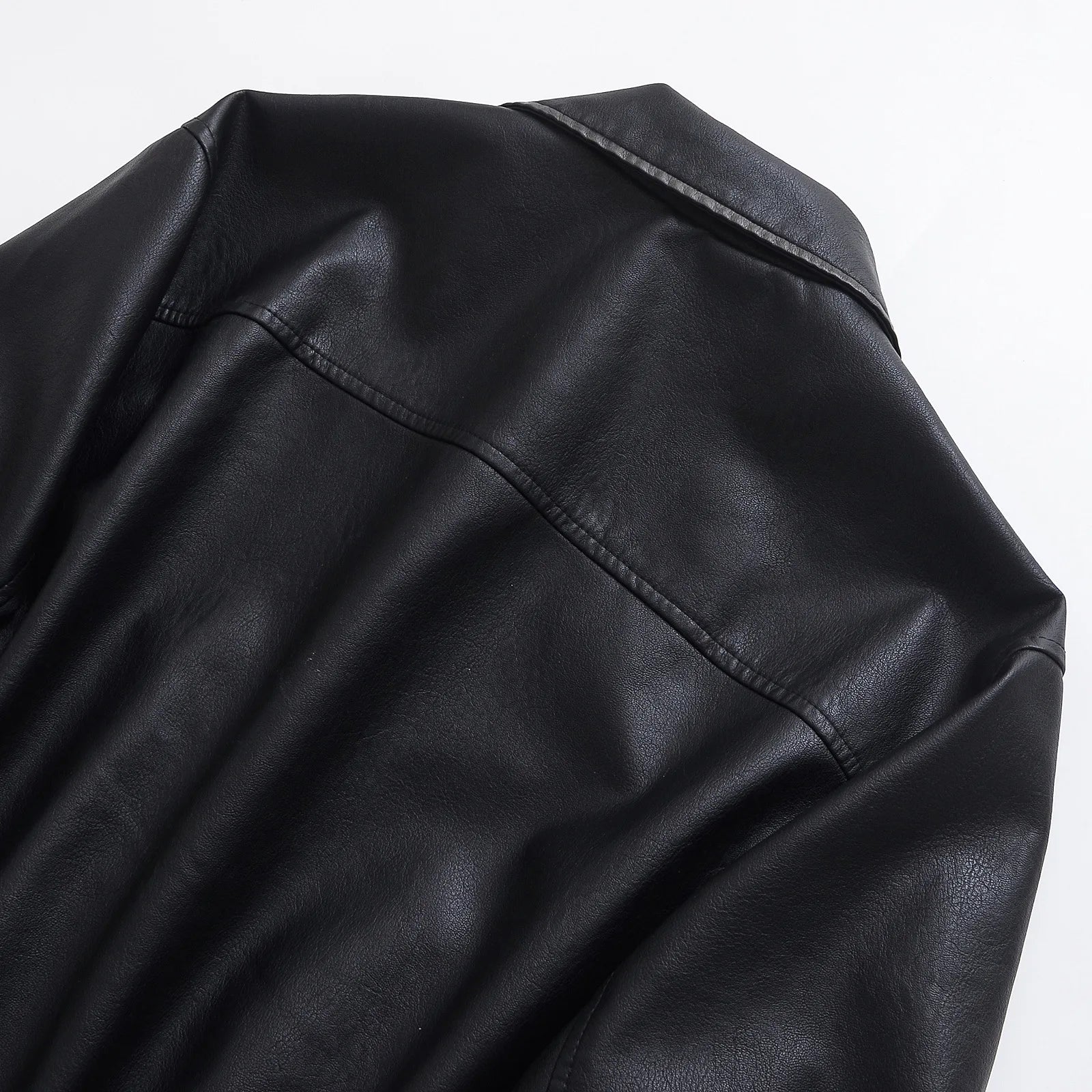 Faux Leather Women Jackets Pu Coats Turn Down Collar Coat Casual Loose Y2k Streetwear Splice Work Jacket Autumn Winter 2025