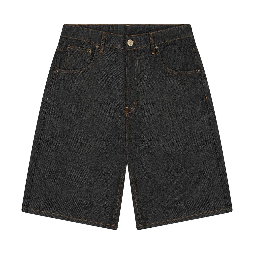 Streetwear Vintage Denim Shorts Y2K Jeans Mens Womens Hip Hop Pocket Vintage Washed Baggy Jeans Low Rise Over The Knee Pants