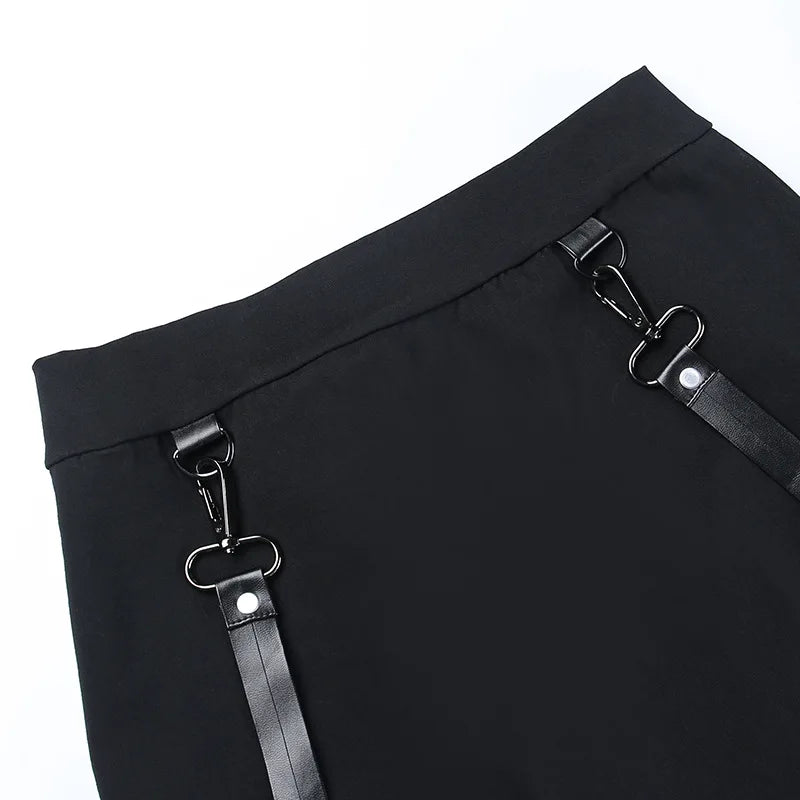 Y2k Skirt Dark Double Zipper Bag Hip Split Gothic Design Tight Skirt Harajuku Black Gothic Bag Hip Skirt Kawaii Vintage