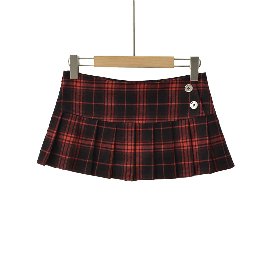 Summer Mini Skirts For Woman Graduation Seaon Red Plaid Skirts Women Y2k Skirts Vintage Clothes Pleated Skirts Preppy Style