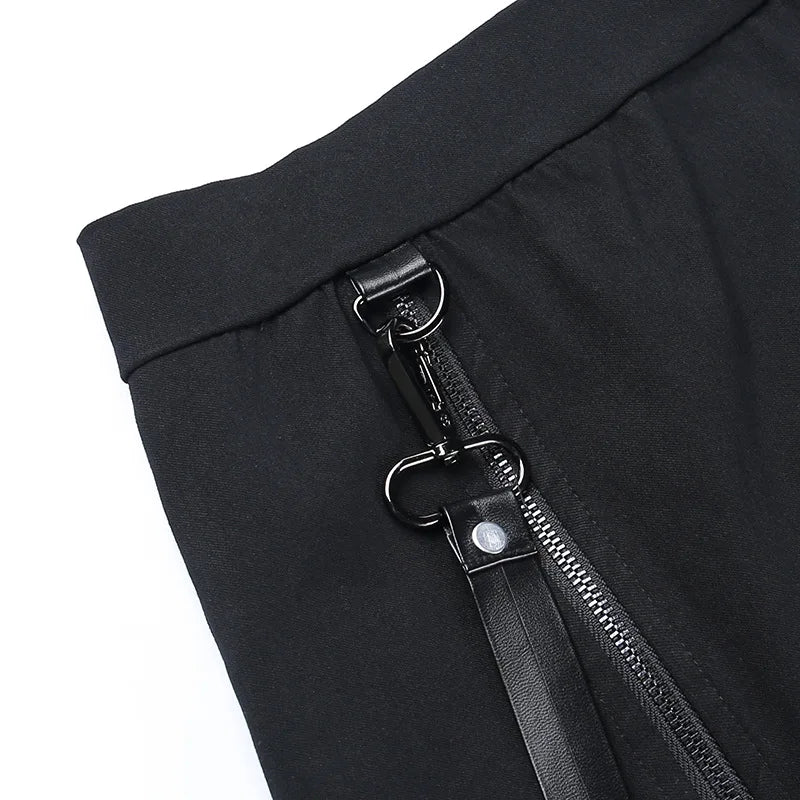 Y2k Skirt Dark Double Zipper Bag Hip Split Gothic Design Tight Skirt Harajuku Black Gothic Bag Hip Skirt Kawaii Vintage
