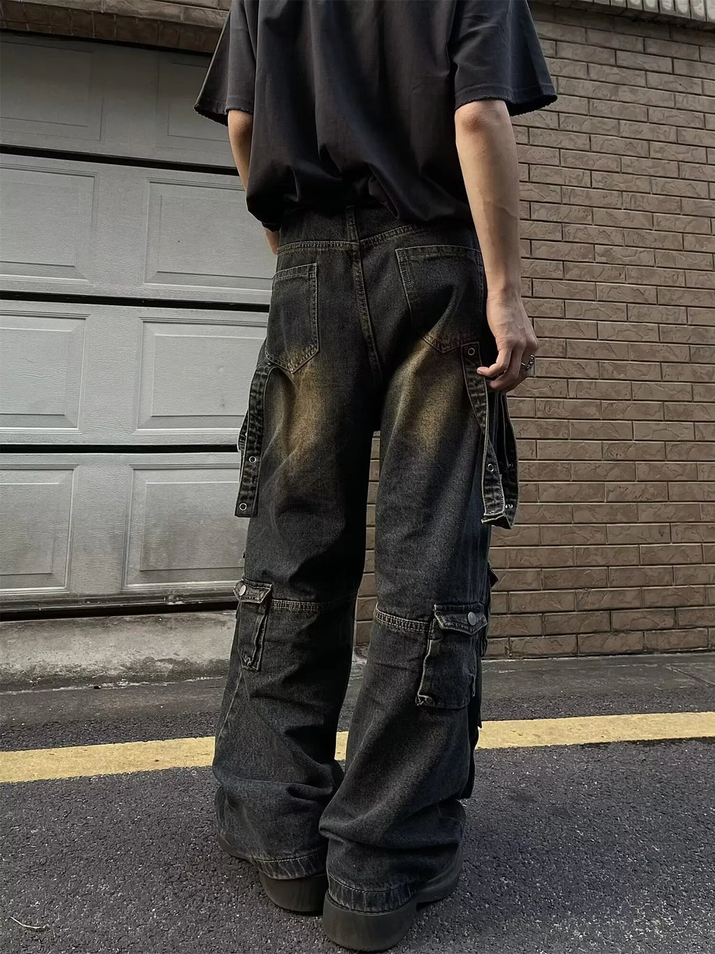 Y2K Multiple Pockets Baggy Cargo Jeans 2024 Vintage Men's and Women's Loose Straight Leg Hip Hop Pants Baggy y2k Jeans