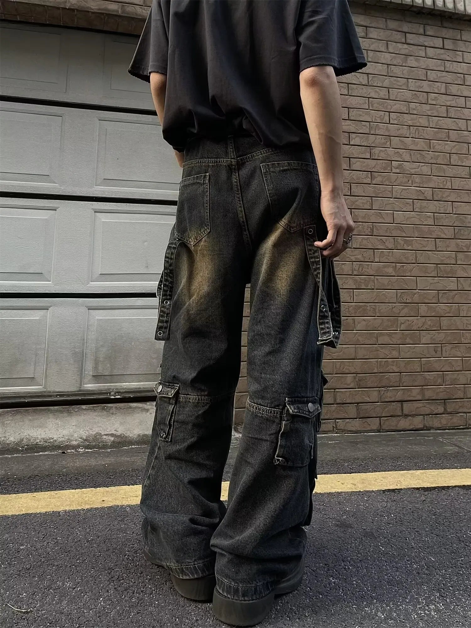 Y2K Multiple Pockets Baggy Cargo Jeans 2024 Vintage Men's and Women's Loose Straight Leg Hip Hop Pants Baggy y2k Jeans
