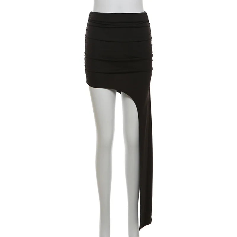 Asymmetrical Skirts For Women Y2k Clothes Solid Color Conjuntos De Falda Sexy Mujer Slim Jupe Femme Été Korean Fashion Clothing