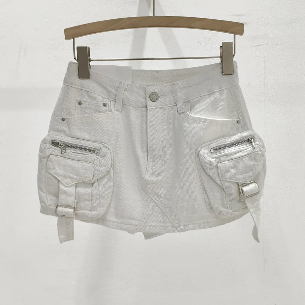 Vintage Y2k Skirt for Women Clothing Street Fashion Harajuku Hip Hop Washing Aging Mini Skirt Jean Casual Sexy Denim Skirt