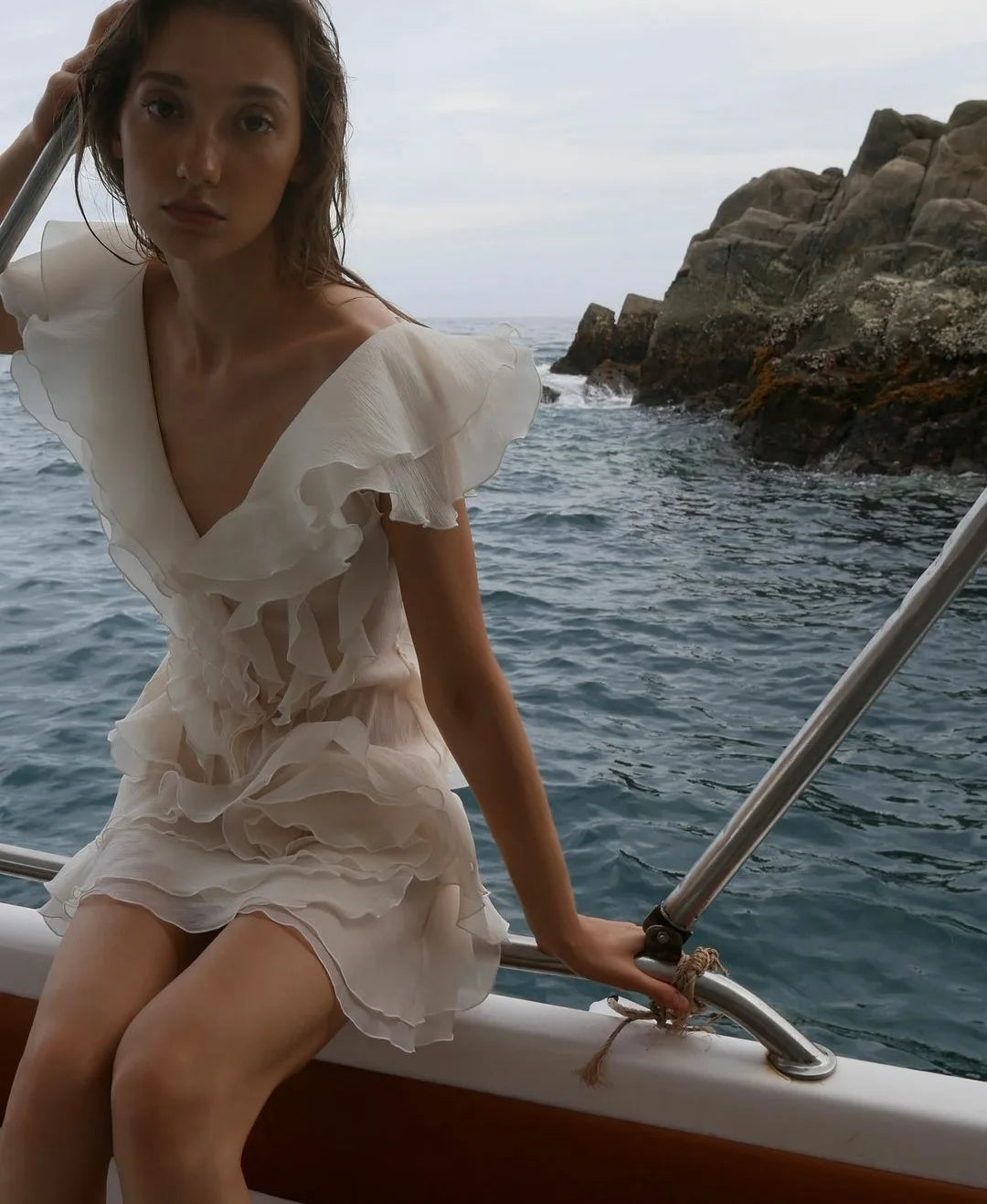 Y2K Ruffle Mini Dress for Women Fashion Irregular Beach Holiday Outfits Summer Sexy Off The Shoulder Birthday Party Dresses 2025