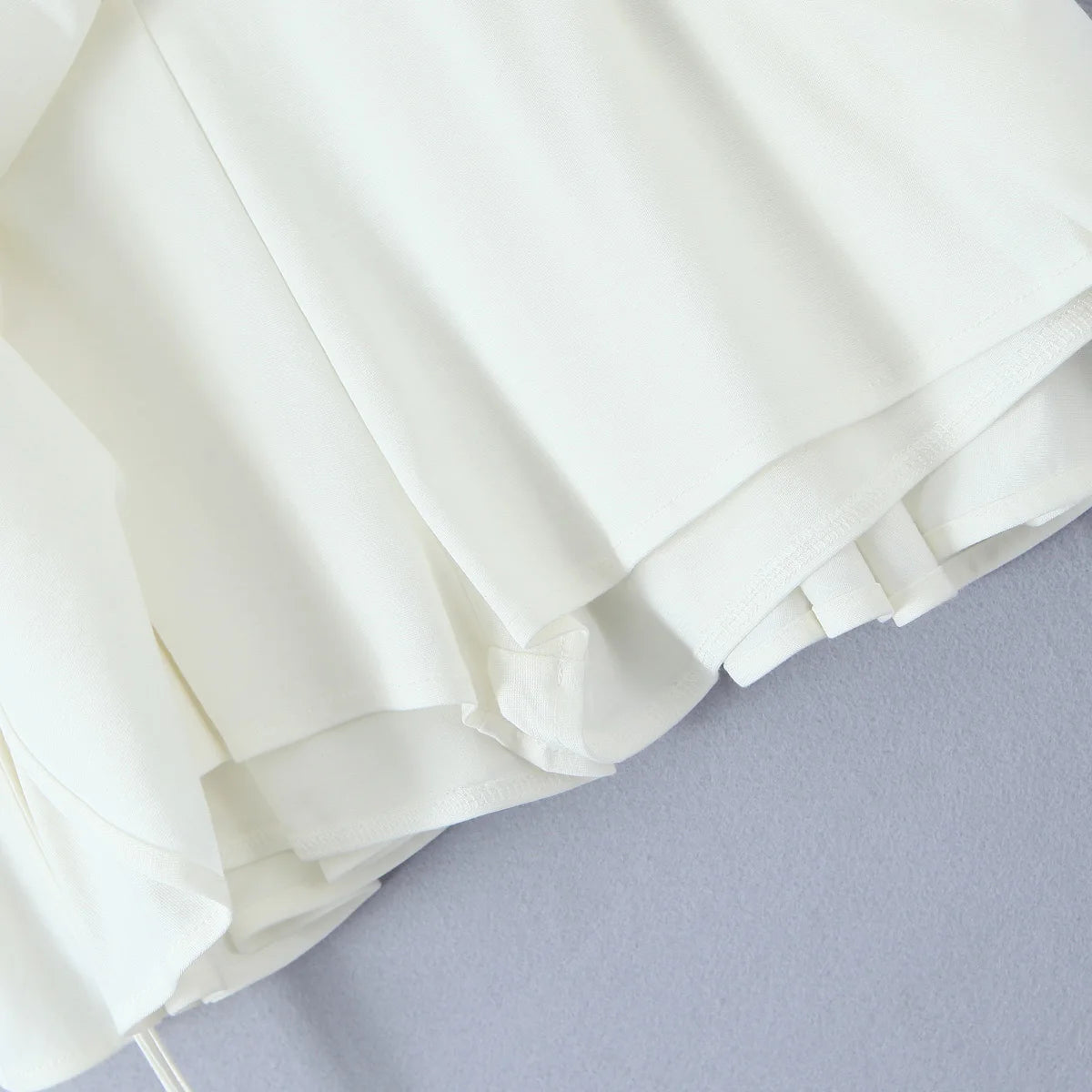 2023 Summer Y2K Style Cool Girl Asymmetrical Pleated Mini Skirts Women Rope Lacing Up Bandage Bow Waist Skirts White Black
