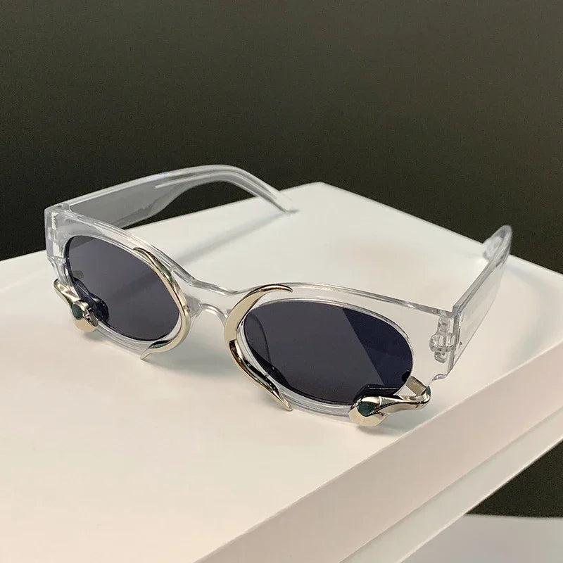1pc Retro Small Frame Three-Dimensional Snake Y2k Spicy Girl Personality Street Photo Trend Men And Women'S Sunglasses Shades