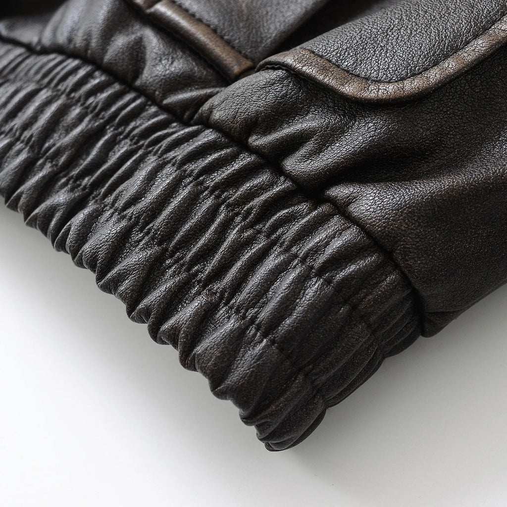 Faux Leather Women Jackets Pu Coats Turn Down Collar Coat Casual Loose Y2k Streetwear Splice Work Jacket Autumn Winter 2025