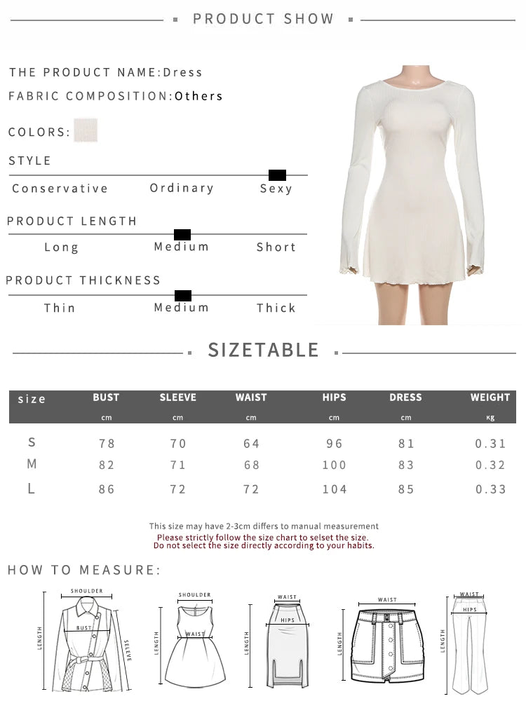 Macheda Y2K Style Mini Dress Women Autumn New Trend o-Neck Full Sleeve Backless Street Casual Fashion Ruched Elegant Clothing