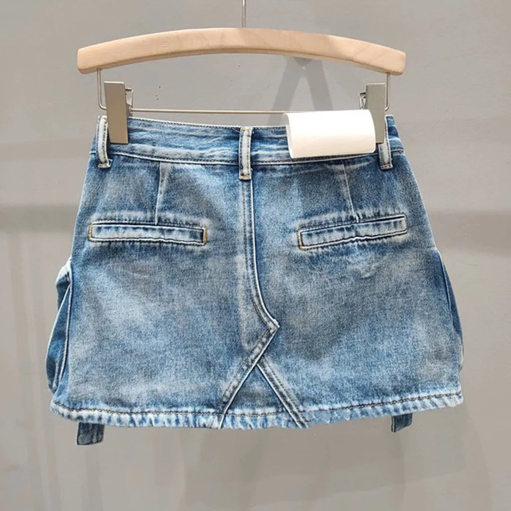 Vintage Y2k Skirt for Women Clothing Street Fashion Harajuku Hip Hop Washing Aging Mini Skirt Jean Casual Sexy Denim Skirt