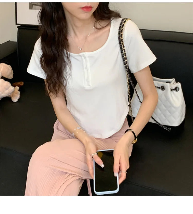 Y2k Korean Sweet Tee Casual Slim Fit Women's T-Shirt